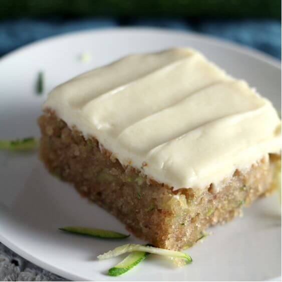 Delicious and moist Zucchini Cake on a serving plate